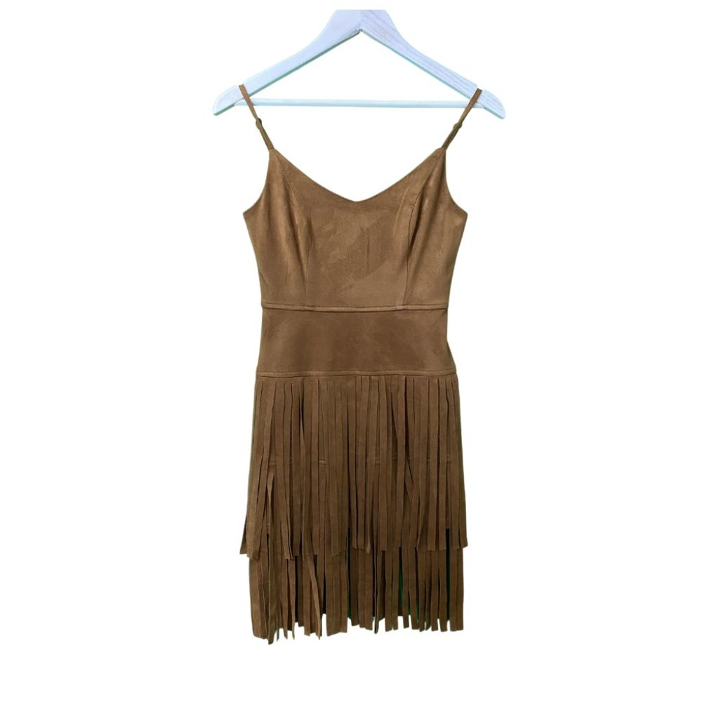 Guess Los Angeles Maya Brown Fringe Dress Size S